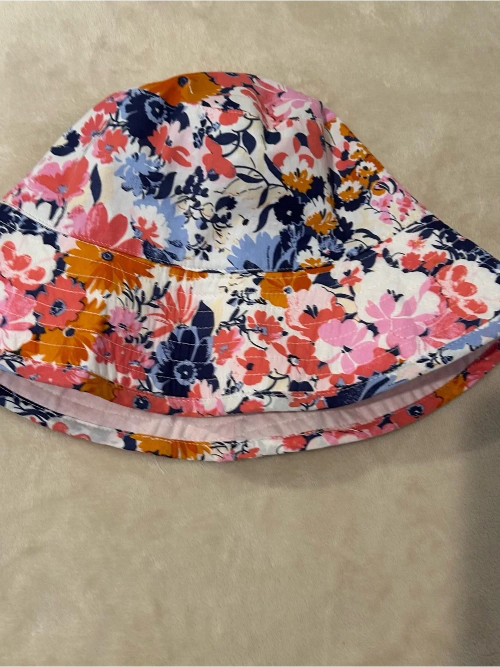 Janie and Jack Floral Bucket Sun Hat in Pink, Navy, Orange, White